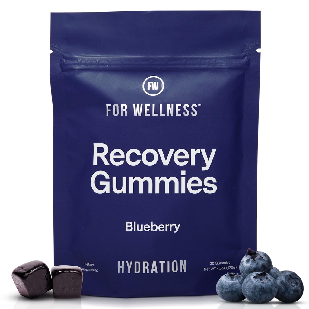 Do Wellness Recovery Gumies Hydrate 124; Blueberry Electrolyte & Suplementy przeciwutleniające do nawadniania, Energii i Post- Workout Performance 124; Wegan, Non-GMO, 30 Count