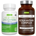 Astaksantyna Complex + Cynk Complex Wegan Bundle, Przeciwutleniacz Wsparcie dla skóry, włosów i paznokci, przez Igennus