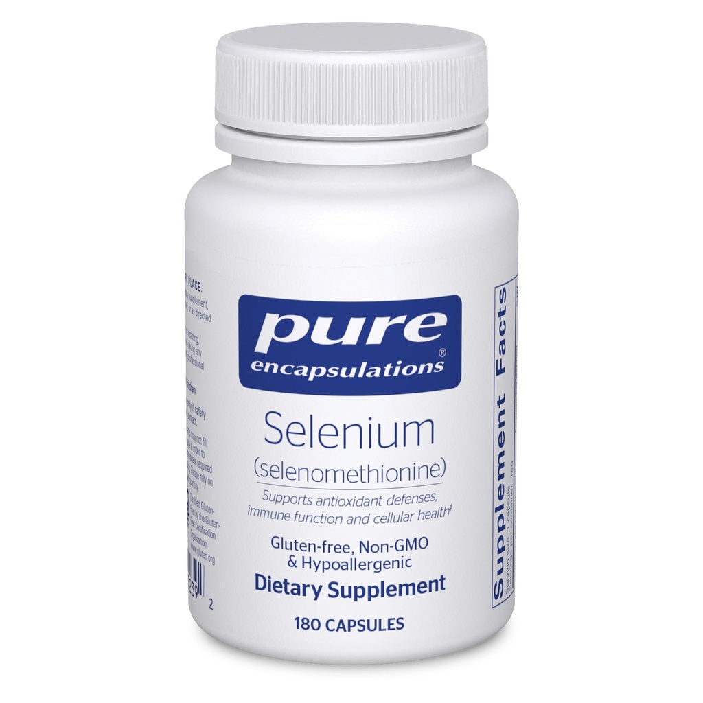 Czyste enkapsulacje Selenium - 200 µg - dla zdrowej funkcji komórkowej, układu immunologicznego i przeciwutleniaczy Osłony - Suplement mineralny - Vegan & Gluten Free - 180 Kapsułki