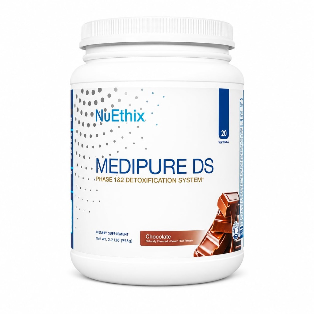 NuEthix Kombinacje Mediclean DS z ryżem Białko Faza 1 i 2 System detoksykacji, Suplement do pomocy Wsparcie Naturalnego Detoksykacji ciała Proces, Czekolada (Non- kofeinowane), 21 Służenia