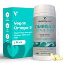 Vegan Omega 3 Supplement - EPA, DHA Supplements & witaminy D3 - Algae Omega 3 Vegan Supplements for Brain, Eye & Heart Health - for Kids & Dorośli (180 kapsułki)