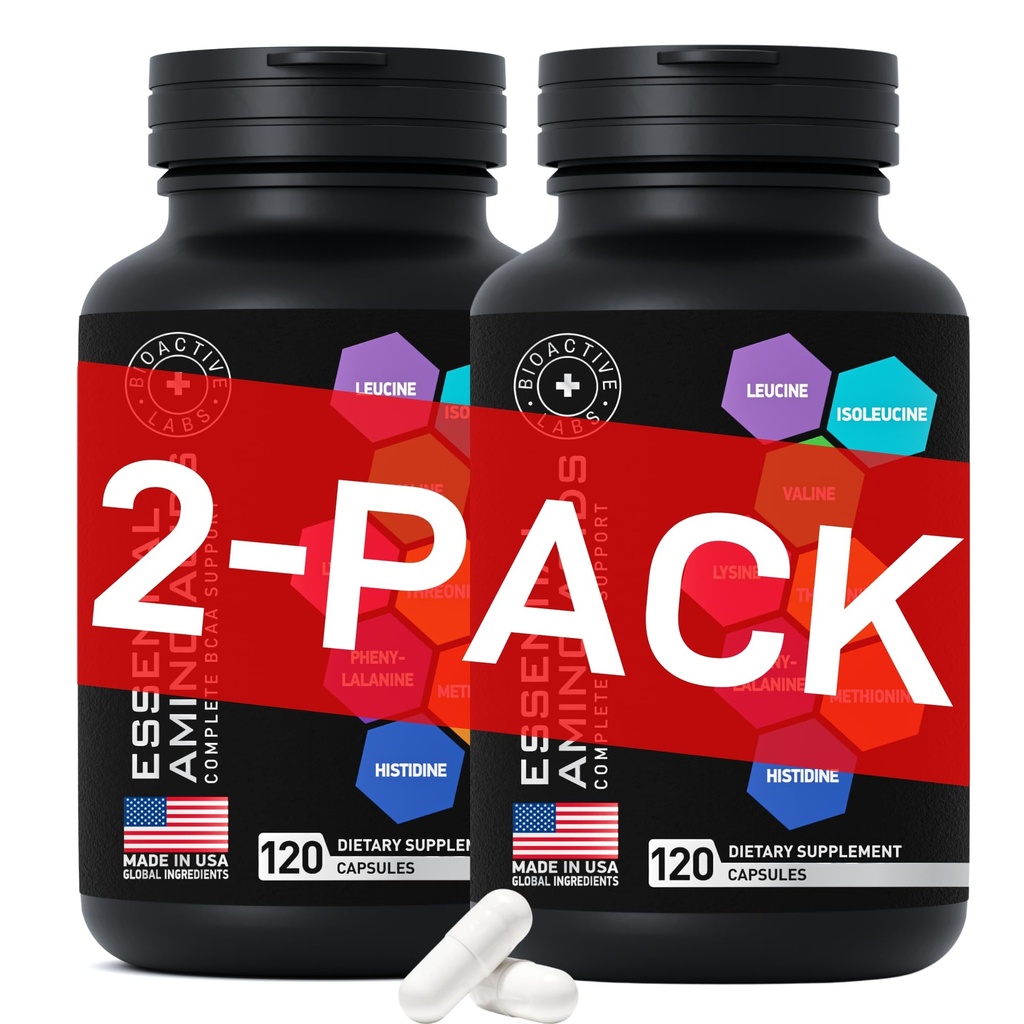 Esencjonalny kompleks aminokwasów dla mężczyzn i kobiet - zaawansowana formuła do treningu mocy i odzysku - Vegan BCAA Acid Supplement with All 9 Branch Chain Esential Aminos - 240 Keto Friendly EAA BCAA Pills