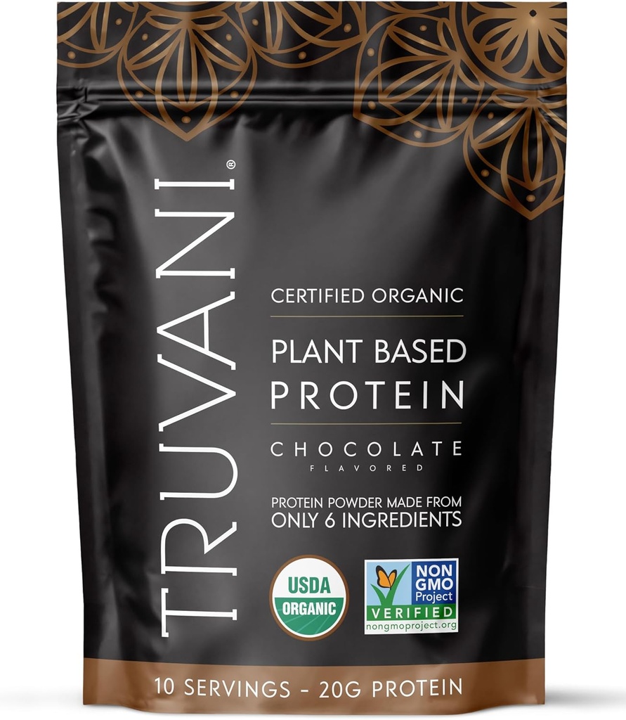 Truvani Vegan Pea Protein Powder Building 124; Czekolada Building 124; 20 g Organic Plant Based Protein Between 124; 10 Sług Building 124; Keto Building 124; Gluten & Dairy Free 124; Niskie węglowodory 124; Brak dodawanego cukru