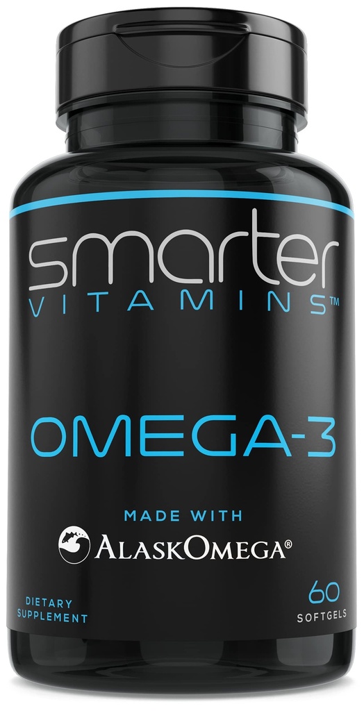 SmarterVitamins Omega 3 Fish Oil, Strawberry Flavor, Burpless, Tasteless, 2000mg, DHA EPA Triple Strength, Made with AlaskOmega®