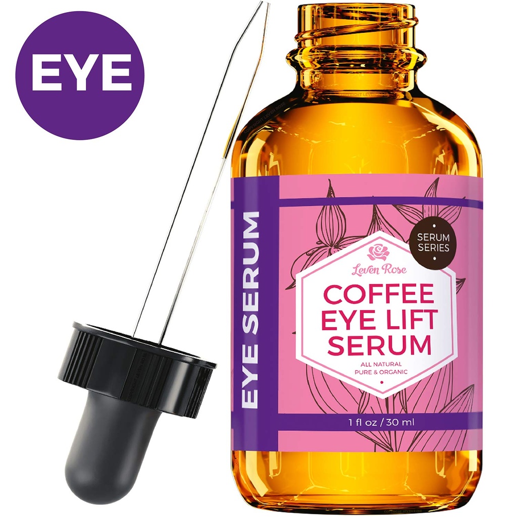 Leven Rose Coffee Oil Caeple Serum dla oczu 1 oz - Antystarzenie Organic Under Eye Serum dla puffy torby pod oczami