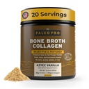 PaleoPro Bone Broth Collagen Protein Powder - Turmeric Root Grass-Fed Collagen Powder for Skin & Bones - Gluten Free, No Sugar, Soy, Grains, Net Carbs - Paleo Keto Friendly 20 Servings Aztec Vanilla