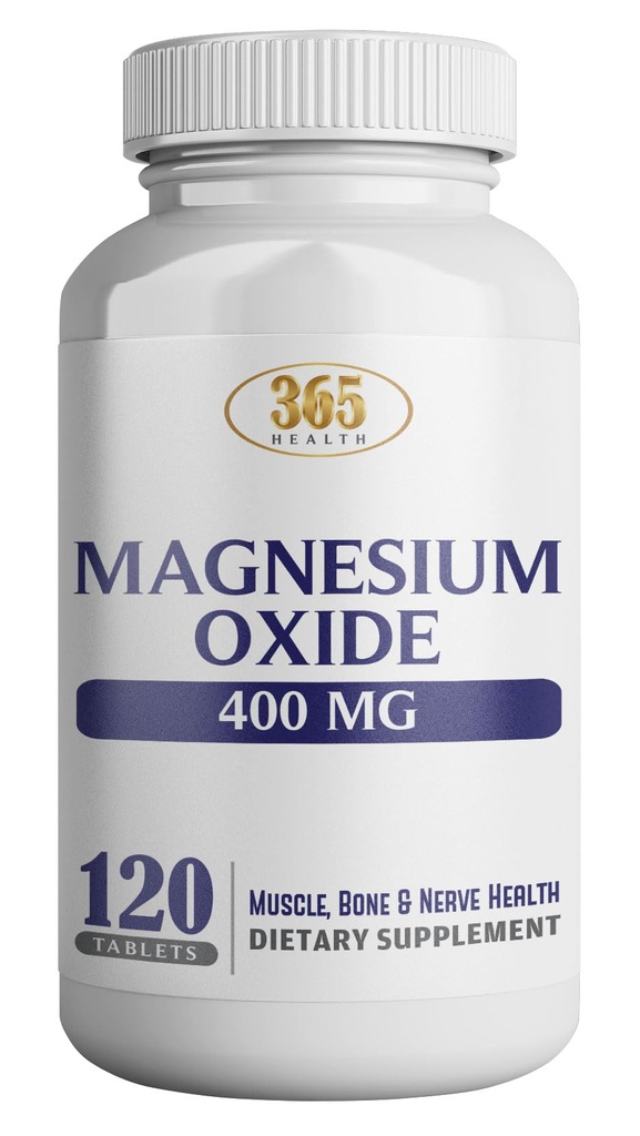 Magnezu 400mg [Wysoka potencja] Suplement - Magnezu tlenek do wsparcia immunologicznego, Odzyskiwanie mięśni, Kurcze nóg i Relaxation 120 Tablets - USA Made