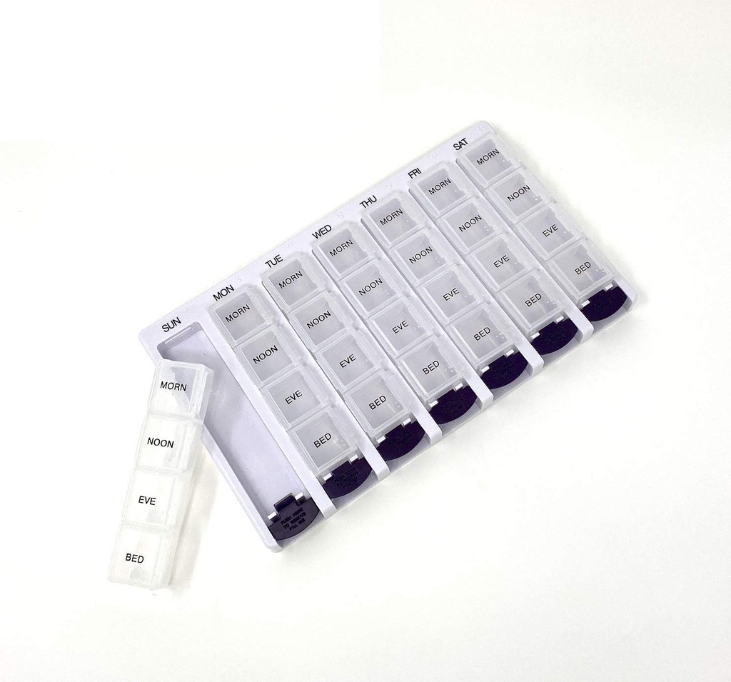 Tygodniowy AM / PM Pill Box Przenośny recepta turystyczna i lecznicza Pill Case Organizator przez P & P Medical Surprigical (7- Day / 4- Times- A- Day) z usuwalnymi zespołami i Moisture- Proof Design