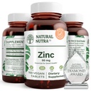 Naturalny Glukonian cynku Nutra 50mg Suplement do wsparcia immunologicznego, Promotes Skin Health, Zapewnia łatwość od grypa & zimno, Boost Learning & Memory, Enhance Taste & Smell, Gluten Free 50mg 100 Vegan Tablets