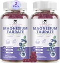 2 Pack Magnezu Suplement - Magnezu Taurate Magnezu Gummies glicynian z Magnezu Aspartate, Malate, Chewable Magnezu Complex for Sleep, Mięśnie, i Heart Health Support