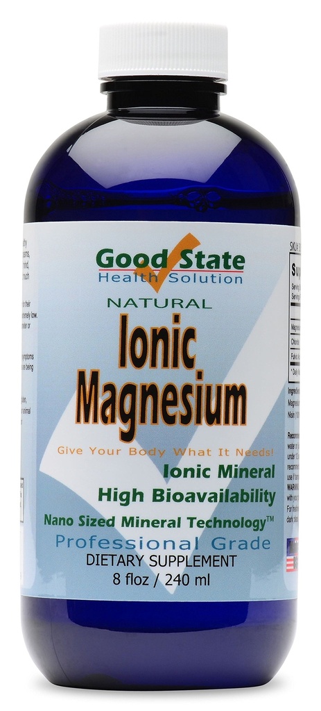 Good State Ionic Magnez 8 oz - Natural - Nano Sized Mineral Technology - Professional Grade - Wspiera zdrowe reakcje chemiczne i enzymy - 96 Służenia (8.1 fl oz)
