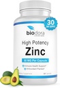 Cynk Wysoka moc, Brak GMO, Witaminy dla dobrej skóry, Suplement wsparcia immunologicznego i przeciwutleniacz, Wegan, 50mg na Służenie, 60 Kapsułki, Niearomatyzowane
