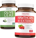 Ekstrakt z liści oliwnych & Hawthorn Berry Extarct - Healthy Herbs Bundle - Olive Leaf Extract with 20% Oleuropein & Hawthorn Berry 4: 1 Extract - Concentrated from 2660mg Fresh Berries (120 Caps)