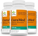 Terry Natural CuraMed 375mg - Suplement przeciwutleniający do wsparcia zdrowia mózgu i immunologicznego - Suplement dietetyczny z Curcumin & Turmeric Esential Oil - Herbal Liver Support - 120 Softgels (Pack of 3)