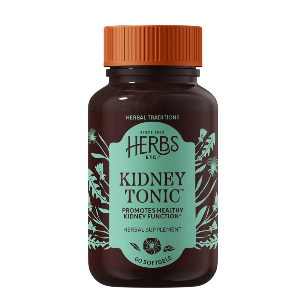 Herbs, Etc. Nerki Tonic Softgels - Suplement funkcji - Naturalny z Dandelion, Saw Palmetto & Pietruszka - 60 Softgels (60 Sług)