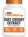 BulkSupplements.com Tart Cherry Extract Capsules- Tart Cherry Supplement, Tart Cherry Capsules 500mg - Źródło przeciwutleniające, Gluten Free, 1 kapsułki na serwowanie, 240 kapsułki Veg (Opakowanie po 1)