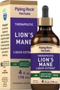 Piping Rock Lions Mane nalewka 124; 4 Fl Oz 124; Mushroom Extract Liquid Drops 124; Alkohol Free Supplement Agregable 124; Wegetarianin, Non-GMO, Gluten Free