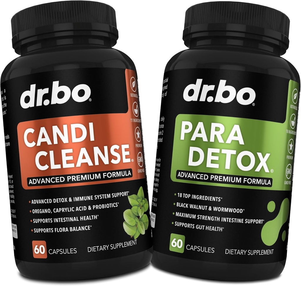 Candi Cleanse & Intestine Detox Supplement Supplement Pills - Extra Siła Probiotic Cleanser z Instinal Flora Gut Support - Natural Oral Herbal Oregano, Kwas kaprylowy, Wormwood & Black Walnut
