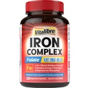 Żelazo suplement dla kobiet i mężczyzn, z witamin C, B6, B12 & Folate dla niedoboru żelaza, Blood Building & Energy Support, Stomach Friendly, Lepsza absorpcja, Non-GMO, No gluten, 120 Vegan Caps