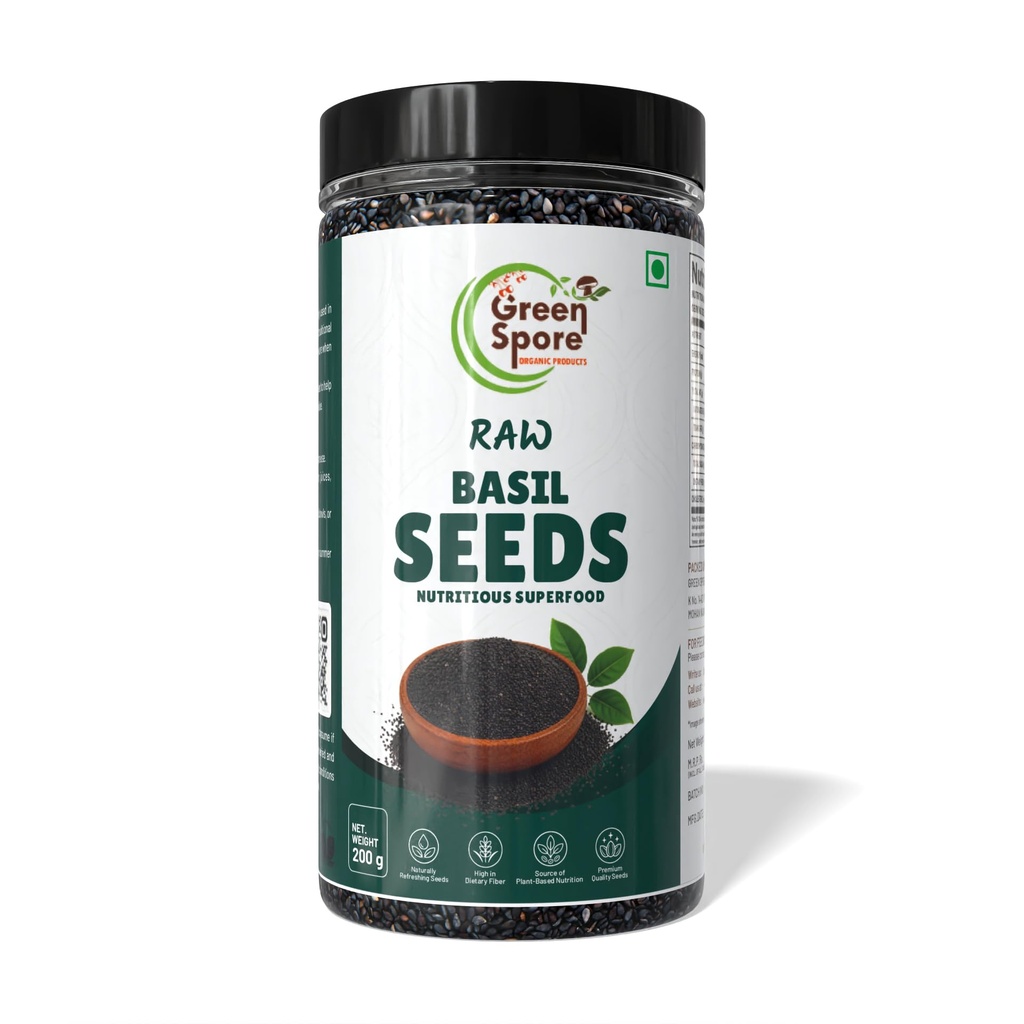 Basil Seeds (200g) | Natural Nutritious Superfood | Premium Quality Sabja Seeds for Weight Management, Smoothies & Falooda | High Dietary Fiber & Plant-Based Nutrition (PACK OF 1)