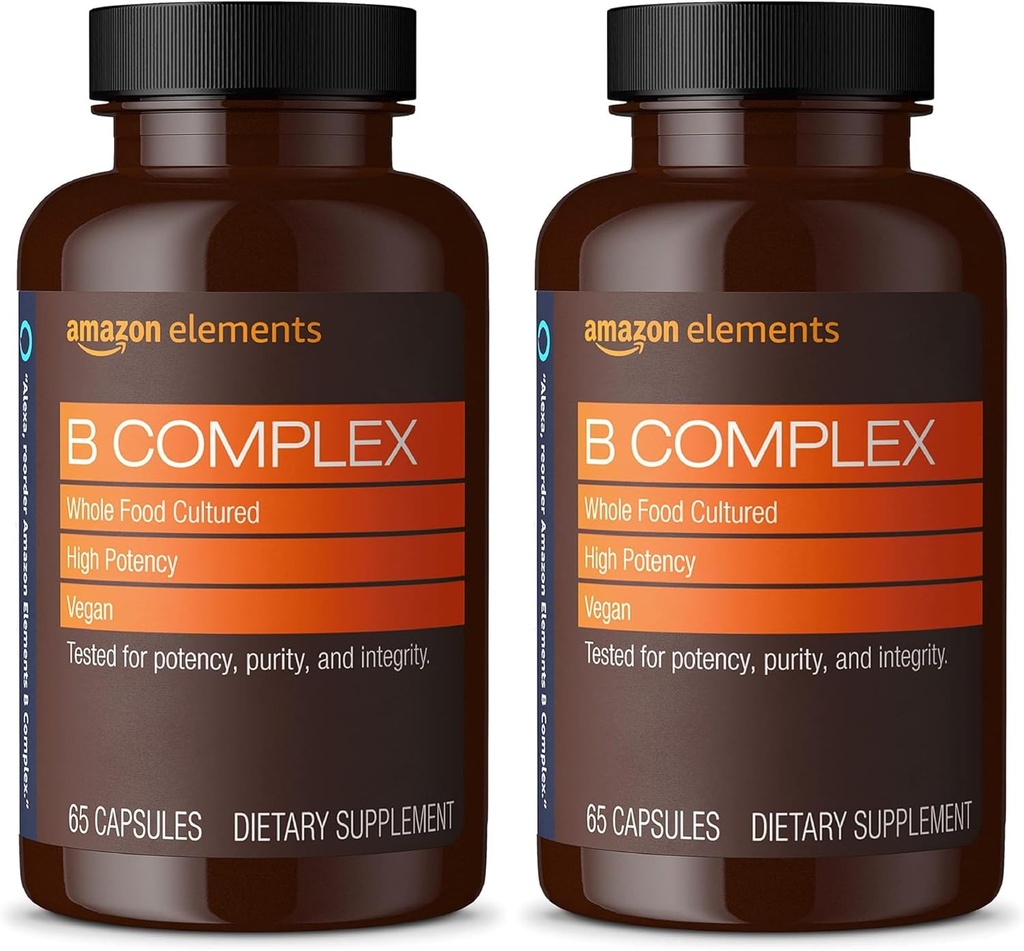Elementy B Complex, Wysoka potencja, 83% Whole Food Cultured, Wspiera immunologiczny i normalny metabolizm energii, Wegan, 65 Kapsułki, 2 Month Supply (Packaging May Vary) (Opakowanie 2)