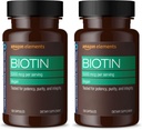 Elementy Vegan Biotin 5000 µg - Włosy, Skóra, Nails, 130 Kapsułki (4 Miesiące dostaw) (Opakowania maja Wary) (Opakowanie 2)