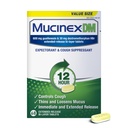Mucinex DM 12Hr Zatory w klatce piersiowej i leki na kaszel Dla dorosłych, Cold and Cough Medicine for Excess Mucus Relief, 600 mg Guaifenesin & 30 mg Dekstrometorfan HBr, 68 Bi- Layer Tablets