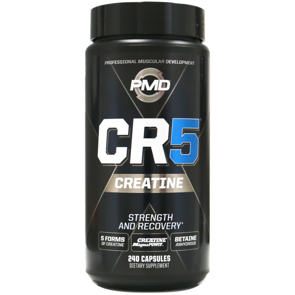 PMD Sports CR5 Professional Creature Complex - Ulepszony odzysk, Zmniejszona bolesność, Lean Muscle Mass Gainer - Moc 5 Mieszanka kreatora dla siły, trwałości i odzysku (240 Kapsułki)