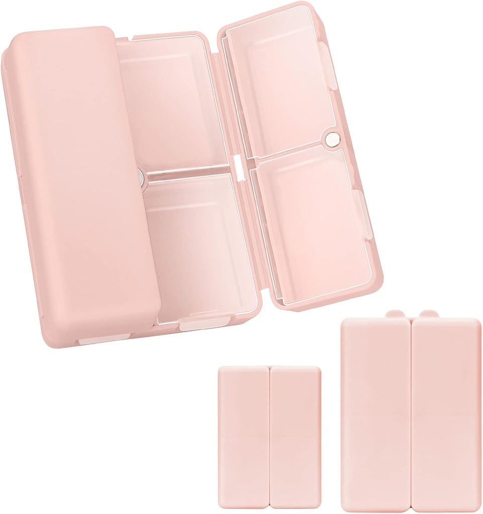 FYY 2 szt. Codzienne Pill Organizator, 7 Komory Przenośne Pill Case Travel Pill Organizator, [Składany projekt] Pill Box for Purse Pocket to Hold Vitamin, Cod Liver Oil, Suplementy i Medicination- Pink