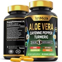 Aloe Vera Capsules Supplement - Formuła 8in1 - Połącz z Turmeric, Cayenne Pepper, Marshmallow, Fennel, Gotu Kola, Ginger i Black Pepper - 90 Kapsułek na 3 miesiące dostaw
