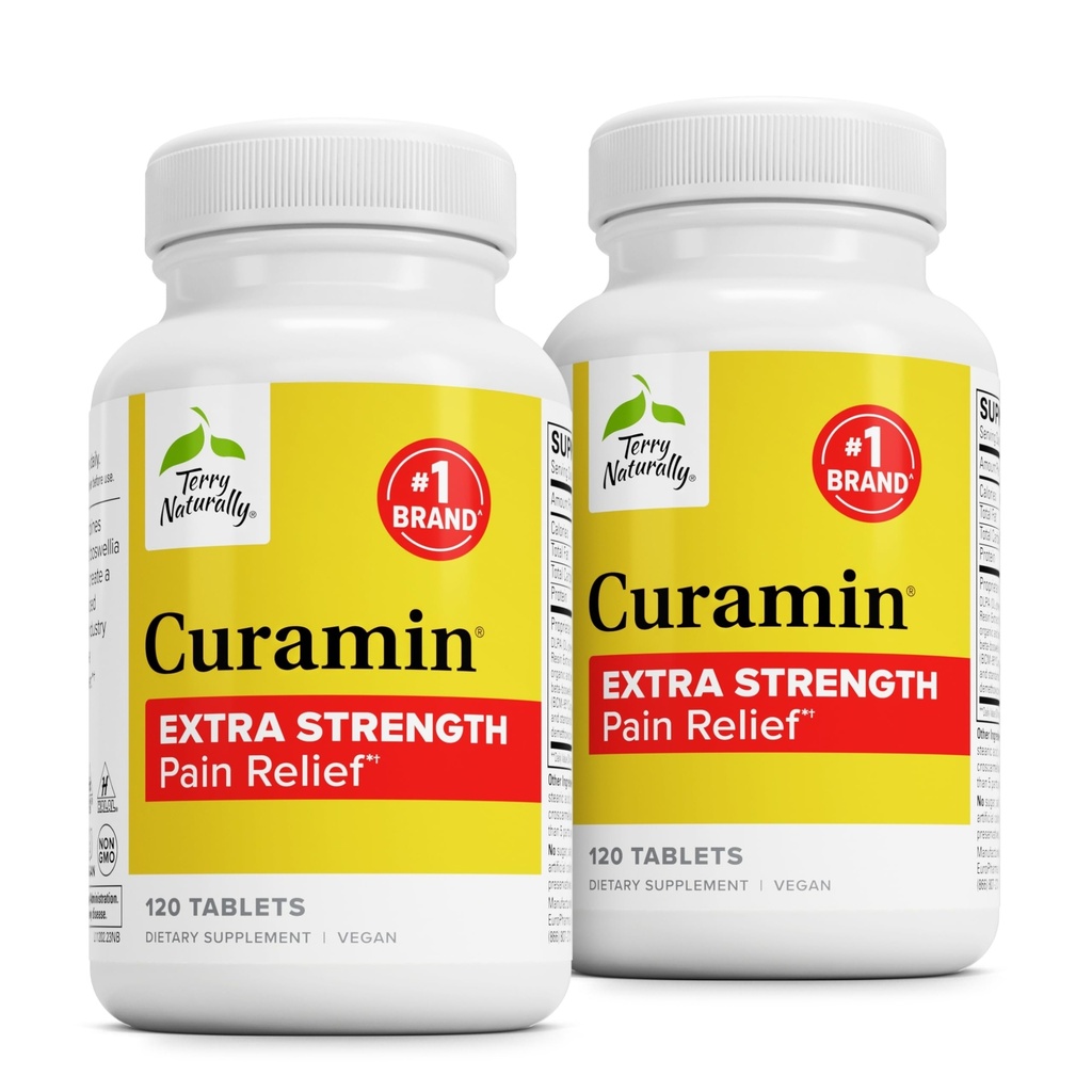 Terry Natural Curamin Extra Force - Curcumin & Boswellia dla Zdrowego wsparcia cyrkulacji - Turmeric Supplement to Aid Joints, Muscle Health & Endorphin Production - 120 Tablets (Opakowanie 2)