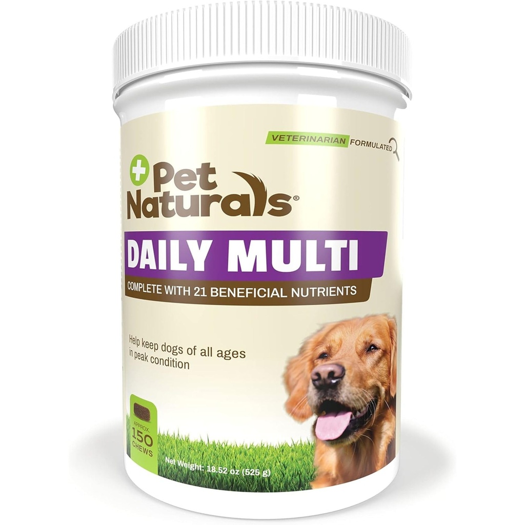 Pet Naturals Daily Multivitamin dla psów, Veggie Flavor, 150 Chews - Yummy Chews with Amino Acids, i przeciwutleniacze - Wsparcie energii, Funkcje Metaboliczne i Pet Wellness