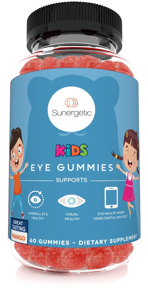 Premia Gumiaki wsparcia oczu dla dzieci - Luteina z Zeaksantyną wspiera ogólne zdrowie oczu, Vision & Macular Health- Studiowane klinicznie Lutein & Zeaksantyna z Lutemax 2020- 60 Gumiami