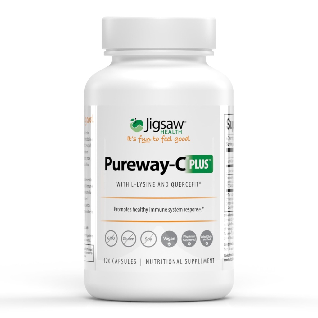 Układanki Zdrowie Pureway- C Plus 124; Witamina C z L- Lysine i Quercetin 124; Promotuje zdrową odpowiedź układu immunologicznego 124; 120 Kapsułki 124; 60 Służenie