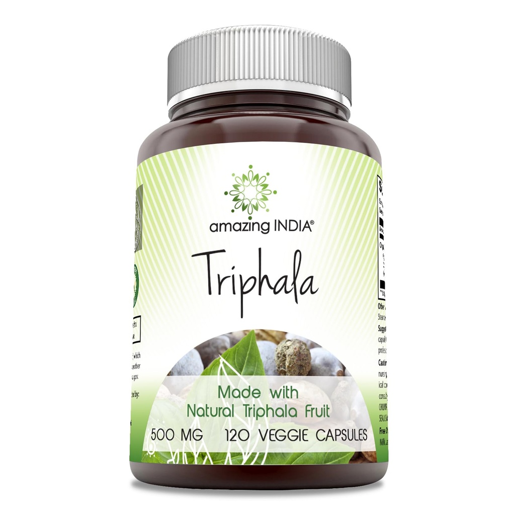 Niesamowite Indie Natural Triphala Supplement Equipment 124; 500 Mg per Serving Equipment 124; 120 Veggie Capsules Equipment 124; Non-GMO Equipment 124; Gluten- Free Equipment 124; Made in USA