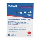 Duże tabletki na kaszel i zimno HBP - Antyhistamina i Supressant na kaszel dla osób z wysokim ciśnieniem krwi - Dextrometorfan HBr, Maleinian chlorofeniraminy - 16 Count (1 Pack)