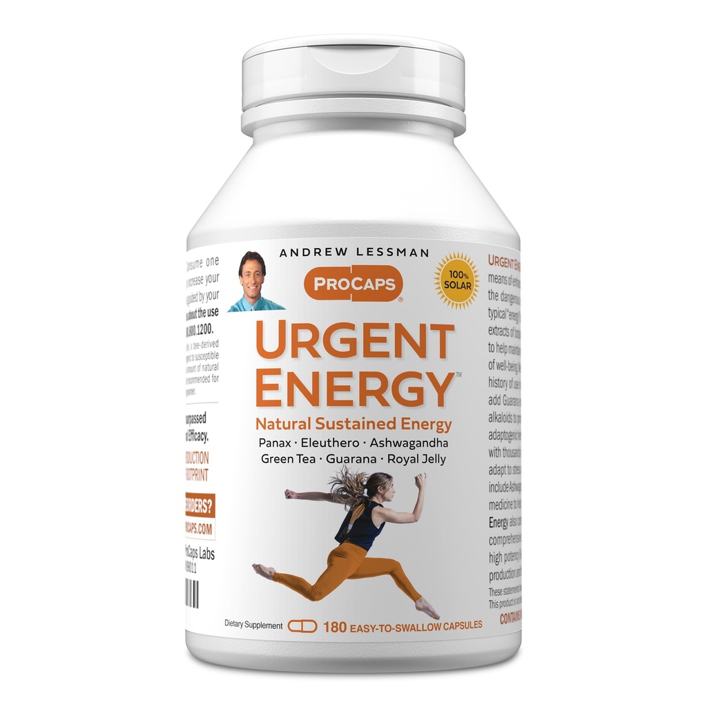 ANDREW LESSMAN pilna energia 180 Kapsułki - Zapewnia bezpieczne, zdrowe środki poprawy poziomów energii i uczucia Well-Being, Zielona herbata, Guarana, Ginseng, Royal Jelly, Ashwagandha, B-Complex
