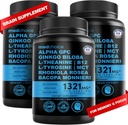 12- in-1 Nootropowy suplement mózgu bezwodny: Ginkgo Biloba do wspomagania mózgu, pamięci i ostrości - B12, Alpha GPC, L Theanine i suplementy choliny z bioperyną bez kofeiny 1321mg (180ct)