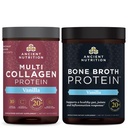 Ancient Nutrition Multi Collagen Protein Powder, Vanilla, 24 Servings + Bone Broth Protein Powder, Vanilla, 20 Servings