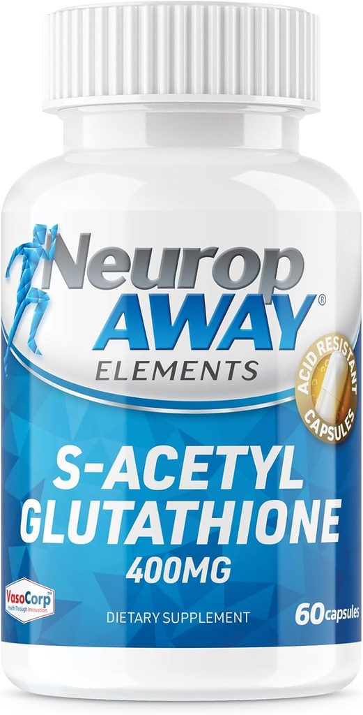 NeuropAWAY Elements S- Acetyl- glutation 400mg Acid Resistant Kapsułki 60ct (60 400mg kapsułki na butelkę) 3. strona Tested Made in a cGMP Facility