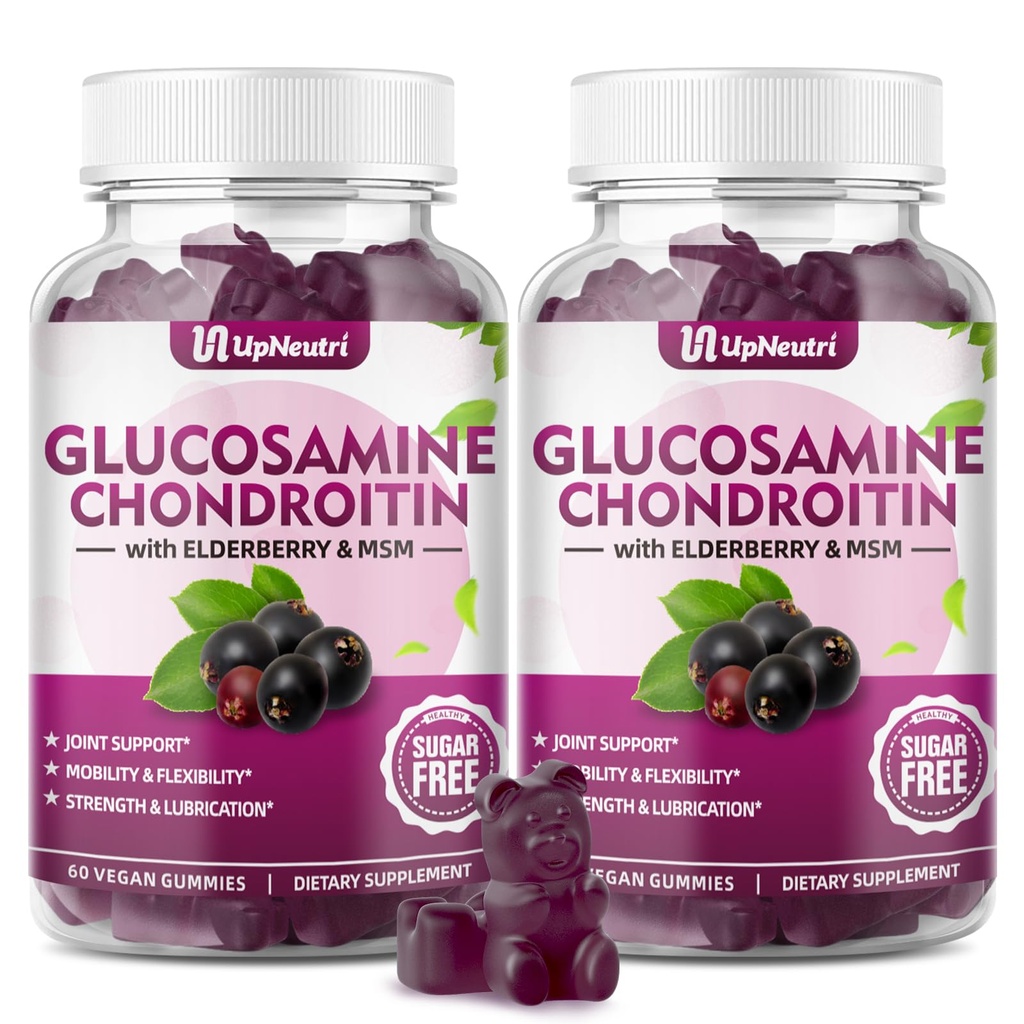 Gglukozamina Chondroitin Gumies Sugar Free, Extra Force 1500mg Glukozamina z Chondroitin MSM & Turmeric, Joint Supplement for Men & Women Joint Health (120 Count (Pack of 2))