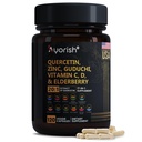 Quercetin Cynk Witamina C Witamina D Bromelain Elderberry - Płucna suplement wsparcia immunologicznego Dorośli z Artemisinin, Mech morski, Echinacea, Ulga alergiczna 120 Count