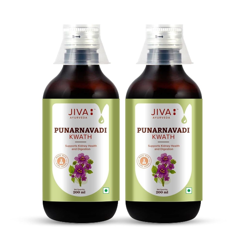 Jiva Punarnavadi Kwath Ayurvedic Herb For Kidney Support & Detoxification | Digestive Health | 100% Ayurvedic & Natural -200ml (Pack of 2)