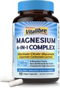 Magnez Complex Supplement 6 in 1, 1160mg Chelated Magnezu dla Max Wchłanianie, Pomoc z lepszym snem, Relaxation & Nerve Calm, 90 Kapsułki Vegan, Nie GMO & Gluten Free
