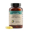 NatureWise Ultra Omega 3 Fish Oil 2200 mg - 1300 mg Omega-3 - Forma triglicerydów - Lemon Flavor - Wild- Caught Fish Oil + EPA & DHA - Burless, Non-GMO - 60 Softgels [1- Month Supply]