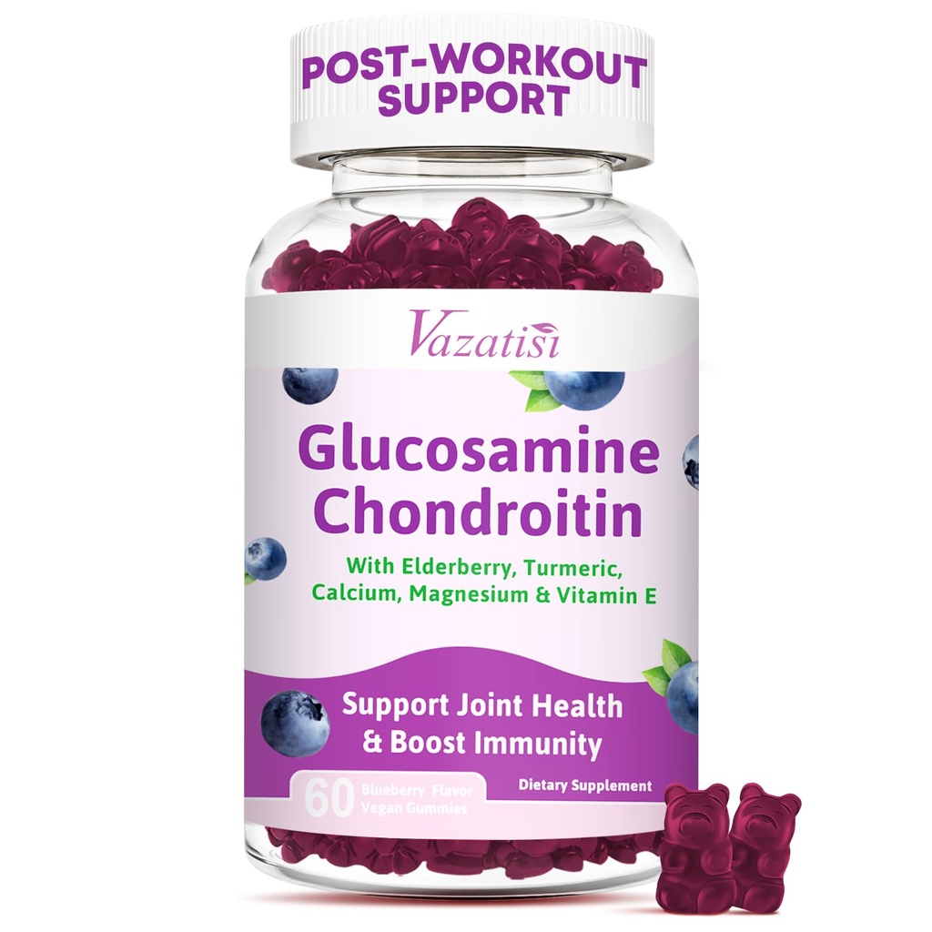 Glukozamina Gummeje Chondroitin - Gummeje Glukozaminowe z MSM, Turmeric & Boswellia, Chondroitin Chondroitin, Chummees Joint Support Supplement for Men and Women - 60 Cts