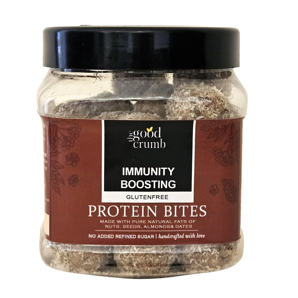 The Good Crumb Immunity Boosting Protein Bites I 500g I High Protein Laddoos I made with Almonds, Peanuts, Sesame, Sunflower, Pumpkin, Flaxseeds, Dates, Coconut, Jaggery & Cardamom I Gluten-free I Healthy snack