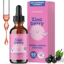 JoySpring ZincBerry - Dzieci Cynk i suplement witaminy (2 fl oz) Immune Support Drops z Elderberry Flavor dla dzieci 2- 16 + Lata