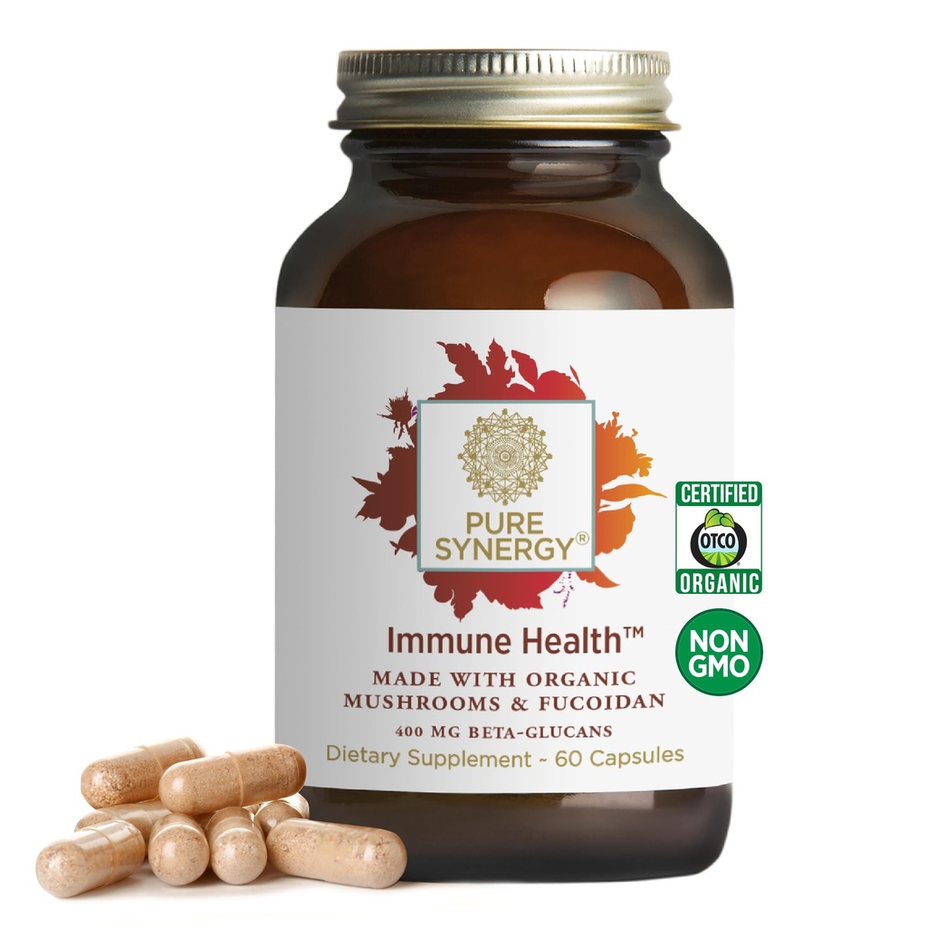 PURE SYNERGY Immune Health Agreement 124; Immune Supplement Mushroom Supplement ASTRAGALUS and Beta- Glucan Extracts with Organic Functional Mushroom Extracts 124; for Year- Round Supplement (60 kapsułki)