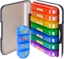 MURRI & MURRDI 7- Day Pill Organizator z 28 Komórki, Duży Weekly Pill Case dla 4 Codzienne Komory, Moisture- Proof Travel Pill Box dla witamin, Leki, Suplementy, Wielokolorowy